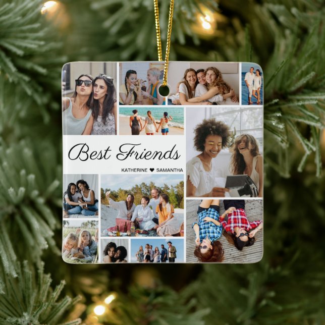 12 Photo Collage Best Friends Forever  Ceramic Ornament (Tree)