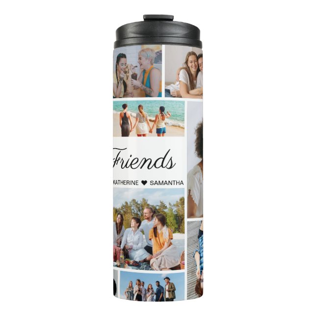 12 Photo Collage Best Friends Forever Thermal Tumbler (Front)