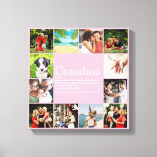 12 Photo Collage Best Grandma, Granny Definition Canvas Print