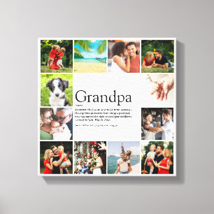 12 Photo Collage Best Grandpa, Papa Definition Canvas Print