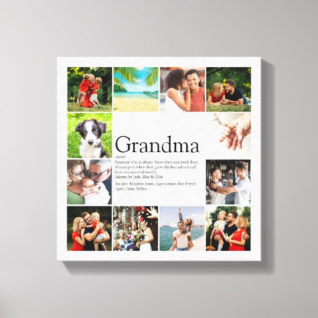 12 Photo Collage Best Granny Grandma Definition Canvas Print (Front)