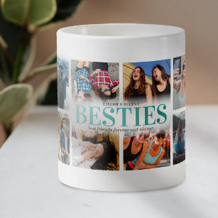 12 Photo Collage Bestie Frosted Glass Coffee Mug