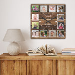 12 Photo Collage Family Is Forever Rustic Wood Square Wall Clock<br><div class="desc">Create your own photo collage wall clock with 12 of your favourite pictures. The photo frame clock helps you treasure your special moments and also makes a thoughtful gift for parents, grandparents and friends. The personalized family clock makes it a perfect gift for all occasions. Personalize with family name and...</div>