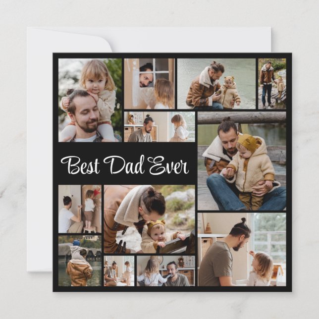 12 Photo Collage Father's Day Best Dad Ever Card (Front)
