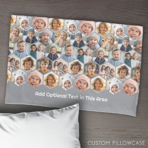 12 Photo Collage - funky hexagon honeycomb pattern Pillowcase
