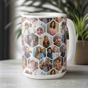 12 Photo Collage - funky hexagon pattern Coffee Mug