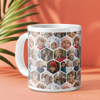 12 Photo Collage - funky hexagon pattern