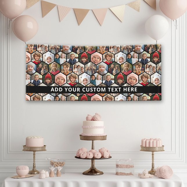 12 Photo Collage - funky hexagon - Random Pattern Banner (Custom Photo Banner)