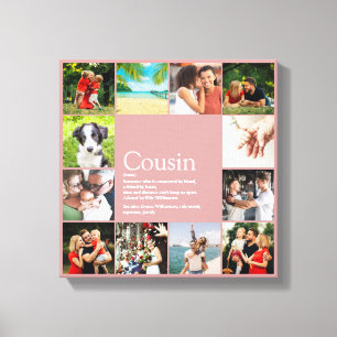 12 Photo Collage Girly Pink Cousin Definition Canvas Print