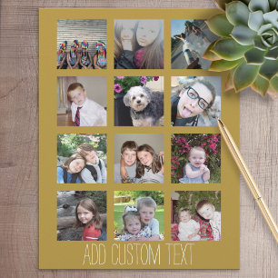 12 Photo Collage - gold background Holiday Card