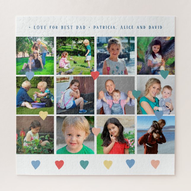 12 photo collage LOVE for BEST DAD navy script Jigsaw Puzzle (Vertical)