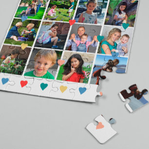 12 photo collage LOVE for BEST MOM red script Jigsaw Puzzle
