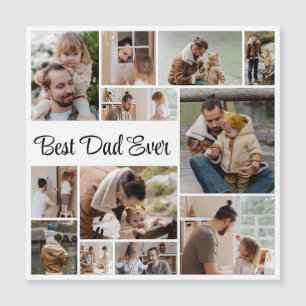 12 Photo Collage Meilleur Papa Jamais Carte Magnét