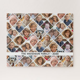 12 Photo Collage Modern Diamond Layout Black Jigsaw Puzzle
