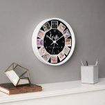 12 Photo Collage Personalized Black White Clock<br><div class="desc">12 Photo Collage Personalized Template Black and white wall clock .. simply add your own photographs and text to this great wall clock .. easy to personalize .. customizable photo template clock from Ricaso - perfect gift-ideas</div>