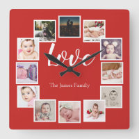 12 Photo Collage Personalized Red