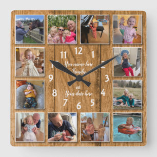 12 Photo Collage Personalized Wall Clock