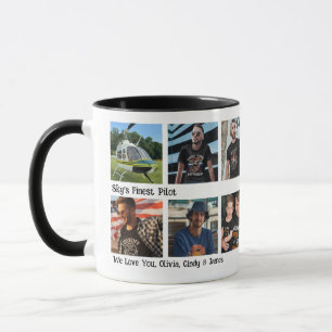 12 Photo Collage 'Sky's Finest Pilot’ Modern Mug