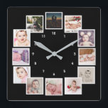 12 Photo Collage Unique Personalized Square Wall Clock<br><div class="desc">12 Photo Collage Personalized Template wall clock .. simply add your own photographs  to this great wall clock .. easy to personalize .. customizable photo template clock from Ricaso - perfect gift-ideas</div>