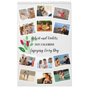 12 Photo Collage with Custom Name and Message Calendar