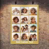 12 Photo Collage with Gold Background and Text
