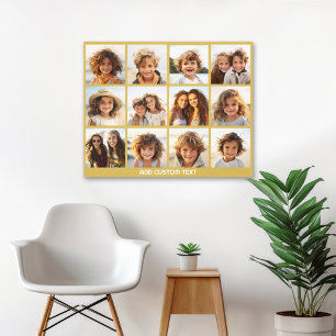 12 Photo Collage with Gold Background Canvas Print
