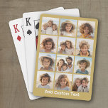 12 Photo Collage with Gold Background Playing Cards<br><div class="desc">Custom playing cards with a photo are a unique way to personalize a classic deck, transforming it into a memorable keepsake or gift. Featuring a cherished image—such as a family portrait, a pet, or a special moment—these cards blend functionality with sentimentality. Printed on high-quality stock, they maintain the feel of...</div>
