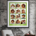 12 Photo Collage with Lime Background Poster<br><div class="desc">Add your favourite pics to this fun template. You can use Instagram photos or any photos for this grid.</div>