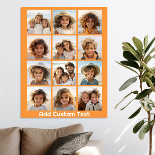12 Photo Collage with Orange Background Poster