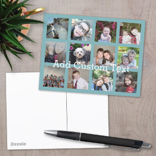 12 Photo Collage with Soft Blue Background Postcard