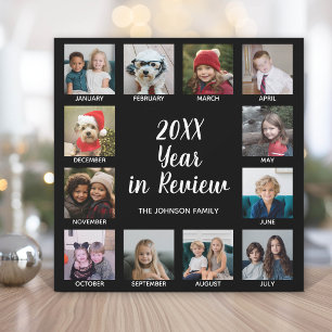 12 Photo Collage with Year in Review Holiday Card