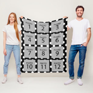12 Photo Collage - you can change background colou Fleece Blanket