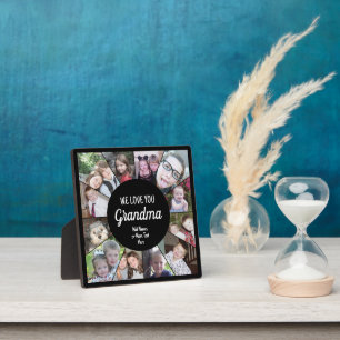 12 Photo Funky Photo Collage - We Love You Grandma Plaque