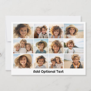 12 Photo Grid Collage - White - Mod Type Black Holiday Card