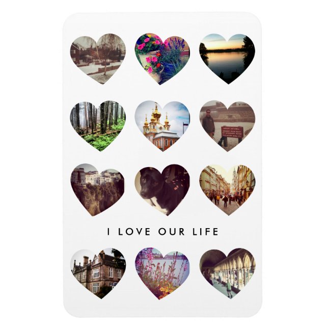 12 Photo Heart Collage Valentine's Day Love Gift Magnet (Vertical)