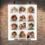 12 Photo Instagram Collage - white with black type Poster<br><div class="desc">A simple 3x4 grid of 12 photos with a place to add any text on the bottom. A minimal look for a great photo collage. Add your favorite pics to this fun template. You can use Instagram photos or any photos for this grid.</div>