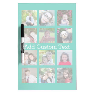 12 Photo Instagram Collage with Green Background Dry Erase Board