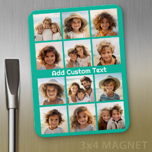 12 Photo Instagram Collage with Green Background Magnet