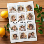 12 Photo Instagram Collage with White Background Kitchen Towel<br><div class="desc">Add your favourite pics to this fun template. You can use Instagram photos or any photos for this grid.</div>
