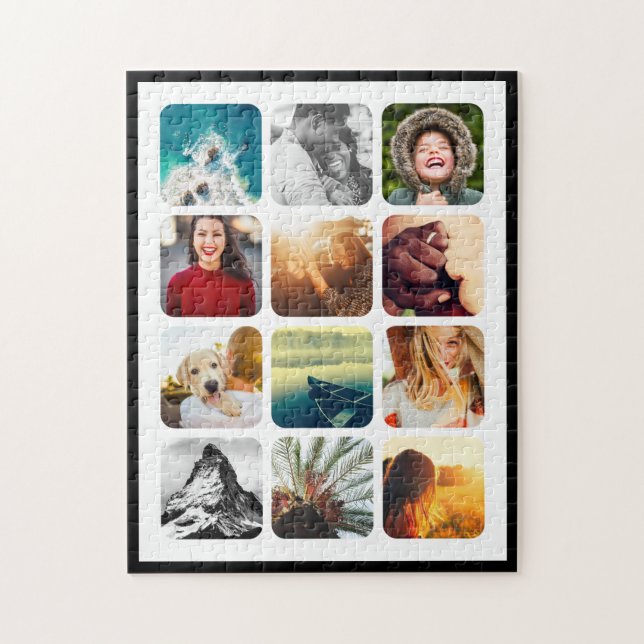 12 Photo Jigsaw Puzzle Modèle Rond Grille Cadre (Vertical)