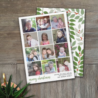 12 Photo Merry Christmas with sage botanical back