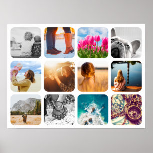 12 Photo Poster Template Grid Rounded Frame Wall