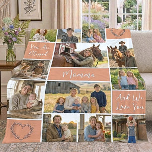 12 Photo Your Mom Name Terracotta Faith Keepsake Fleece Blanket