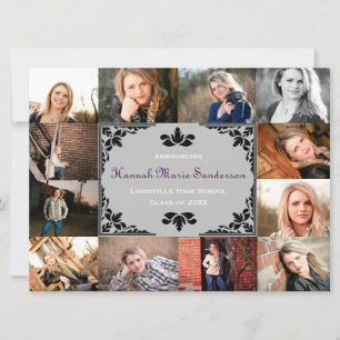 12 Photos Graduation Collage-6x8 Grad Announcement
