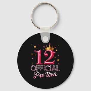 12 pre-teen golden crown happy 12th birthday girls keychain