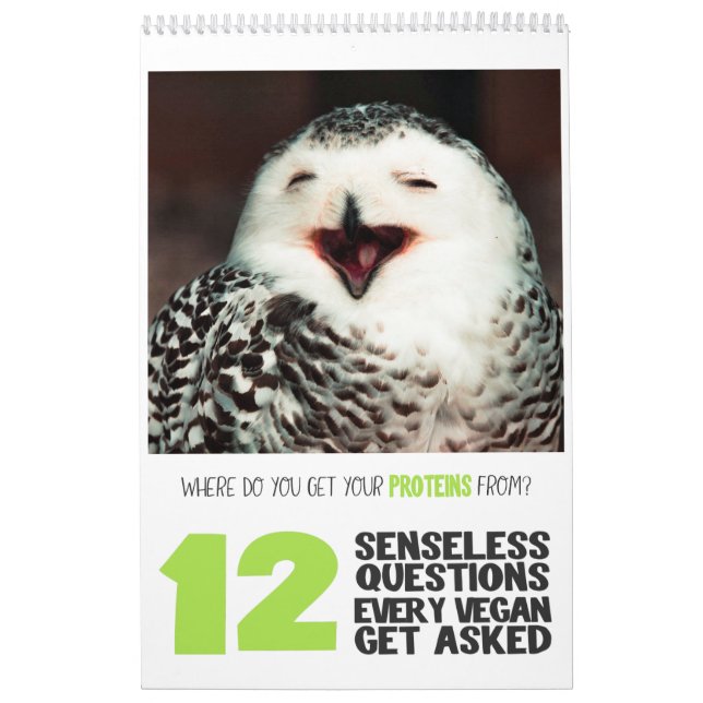 12 questions Vegans get asked with animals photos Calendar (Cover)
