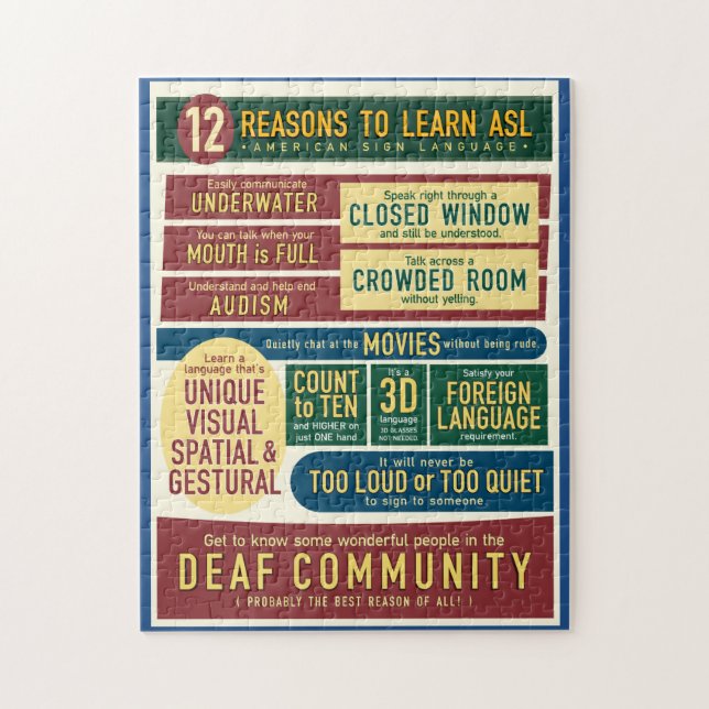 12 raisons d'apprendre l'ASL. Puzzle (Vertical)