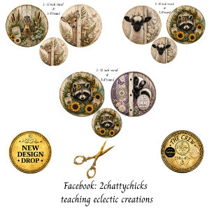 12" round Farm Deer Raccoon Lamb Dog Rustic Skunk Wrapping Paper Sheet