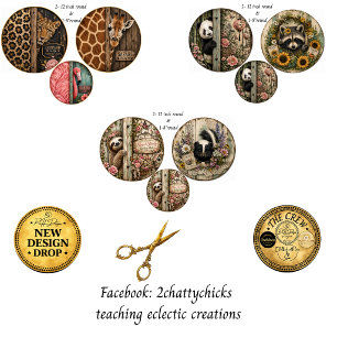 12" Round Safari Leopard Giraffe Panda Sloth Skunk Wrapping Paper Sheet