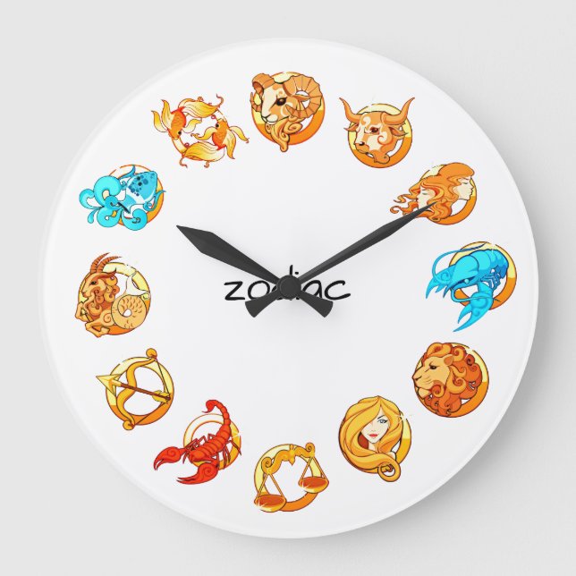 12 Signs of The Zodiac Astrology Large Clock (Front)